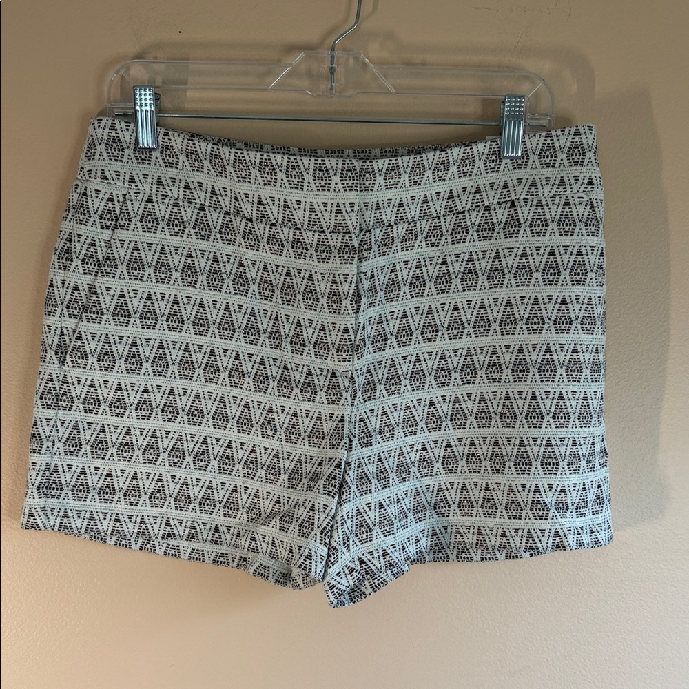LOFT Black and White Geometric Bermuda Shorts